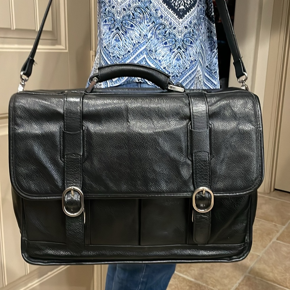 McKlein Black Leather Laptop Bag